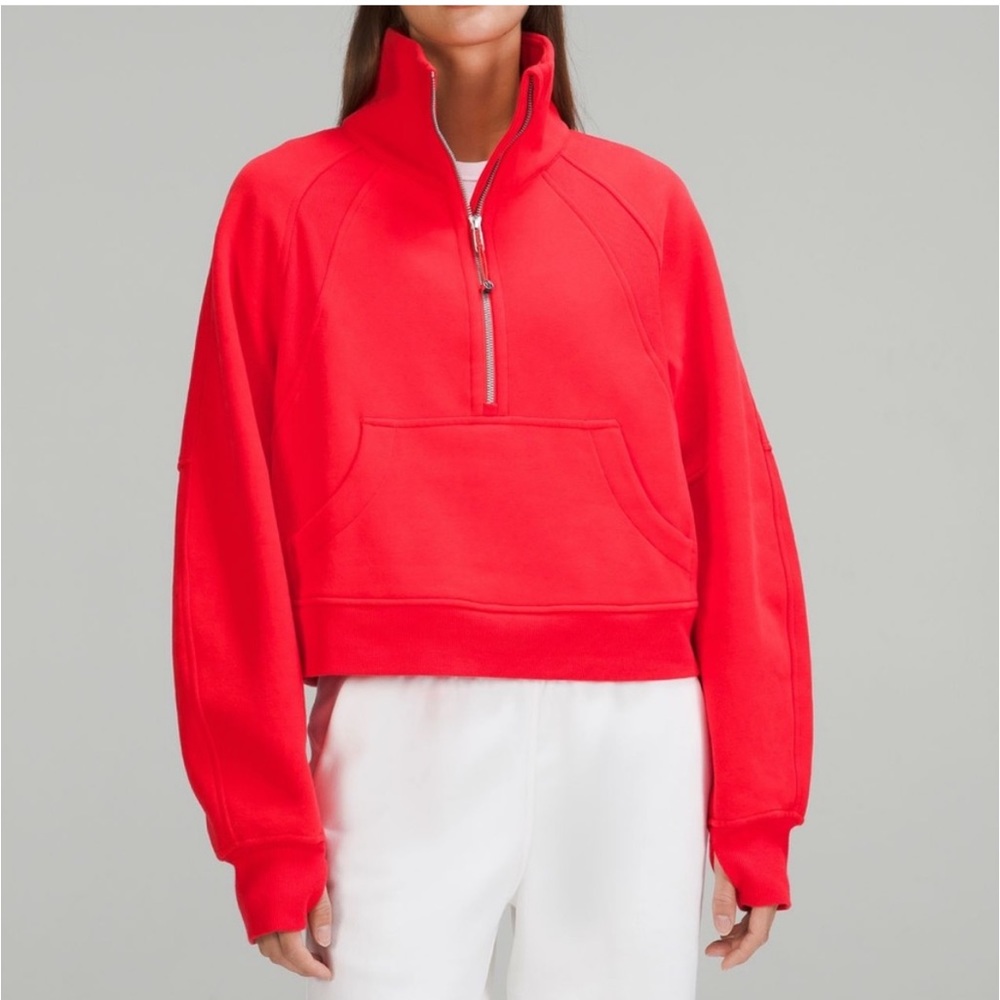 Lululemon Scuba Oversized Funnel Neck Half Zip Carnation Red